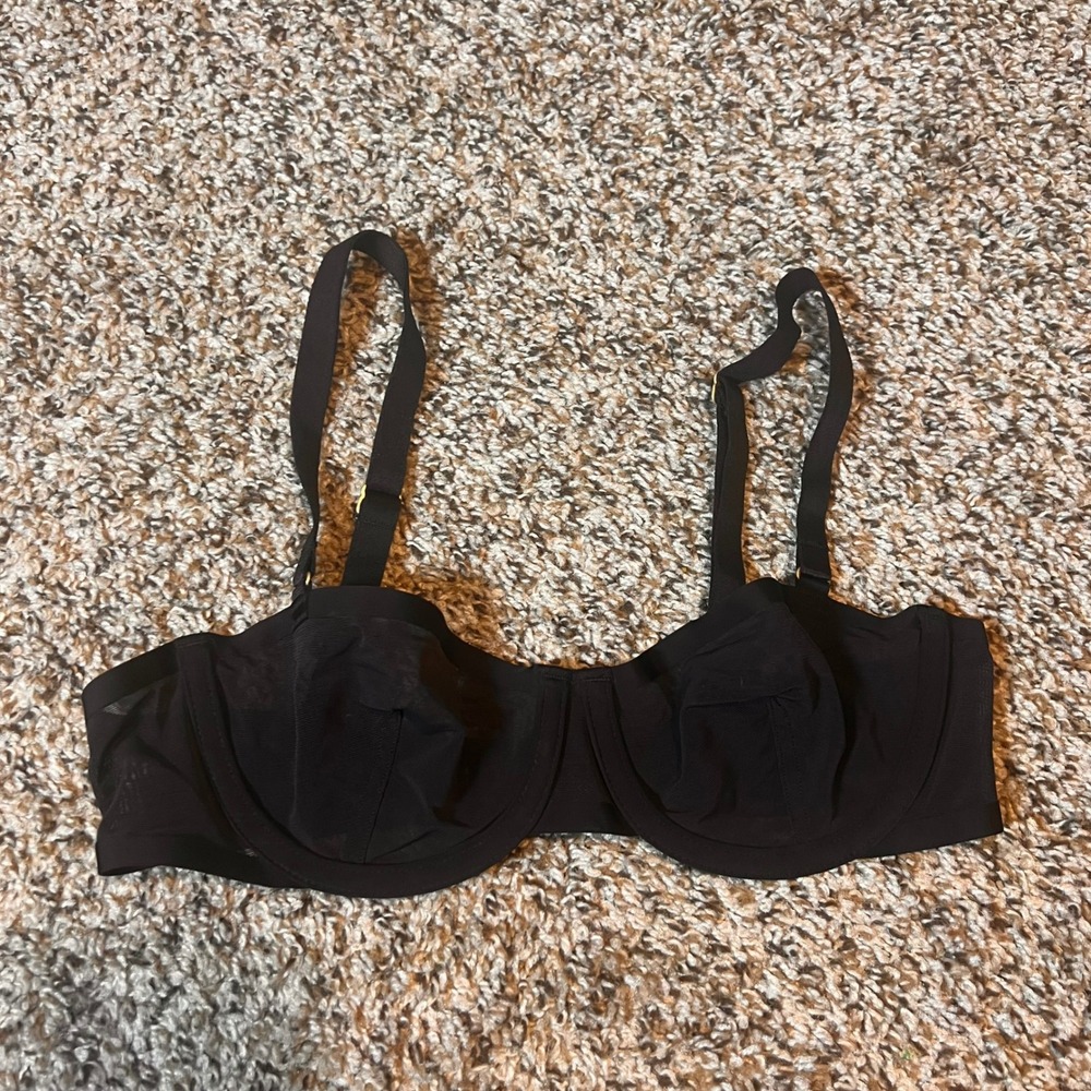 CUUP‎ The Balconette Bra Black Sheer Unlined Underwire Support 32A